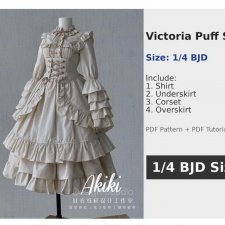 Выкройка для куклы 1/4 BJD историческое платье / PDF в натуральную величину / пошаговое руководство