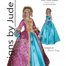 Выкройка PDF в натуральную величину / платье в стиле 18 века для кукол Тоннер Tonner ростом 40-41 см