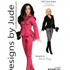 Выкройка PDF в натуральную величину / МотоСтиль, косуха, узкие брюки для кукол Тоннер Tonner 40-41см