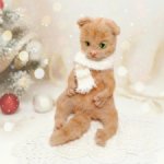 Грустный кот, вязаная игрушка ручной работы