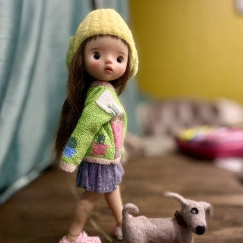 Свитер для кукол формата 1/6 жаккард/интарсия изнанка