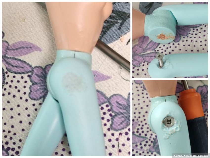 Ремонт ноги Барби саморезом