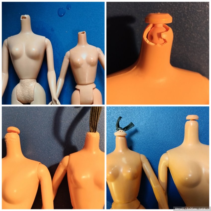 Ремонт шеи Барби и Скиппер, замена якоря