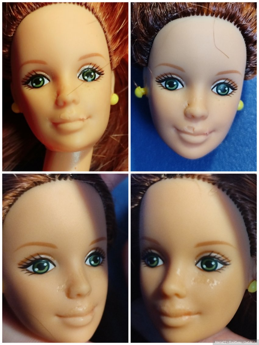 Восстановление покусанного лица куклы Барби