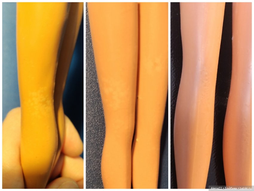 Странные белые рельефные пятна на ногах винтажной куклы Барби