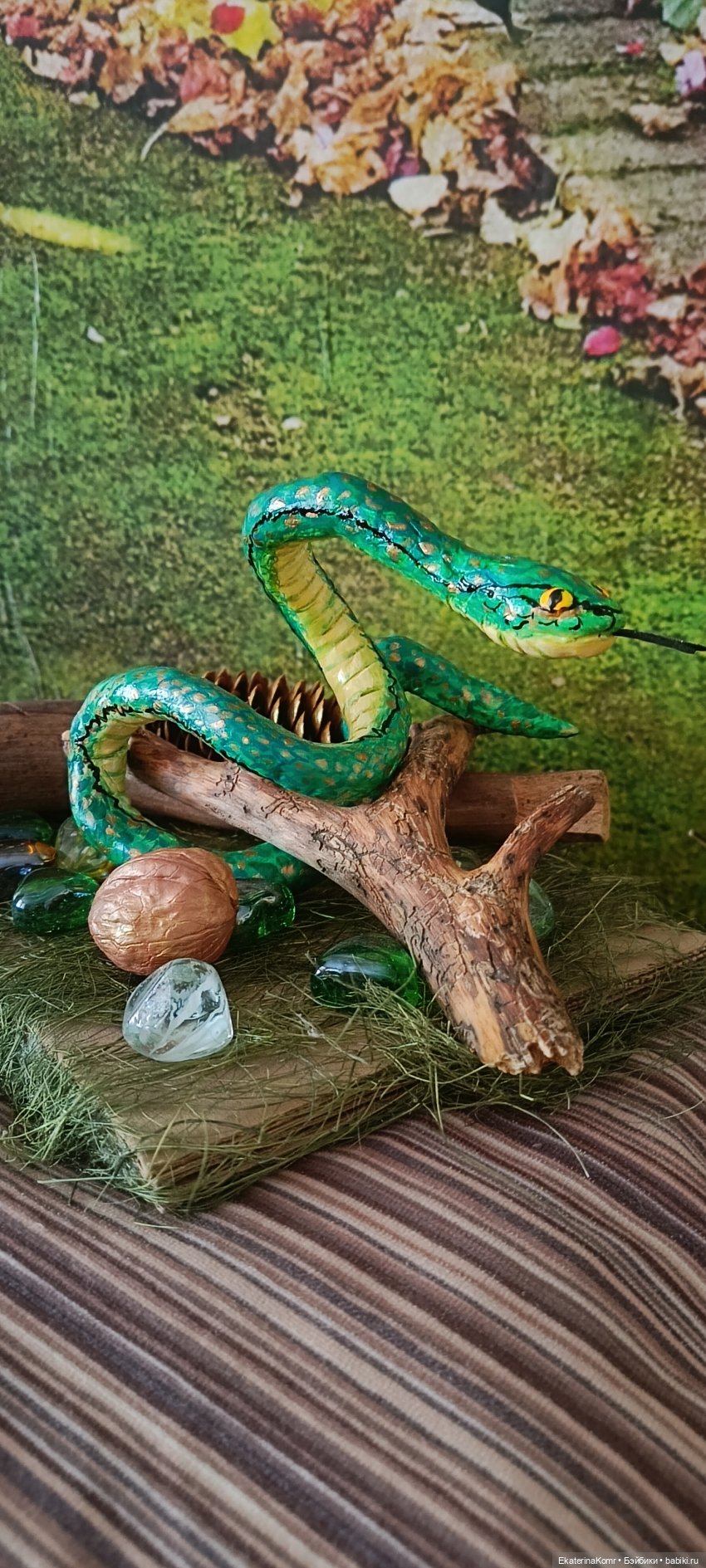 Авторская ручная работа, скульптурная лепка Змейка, символ, 2025 года, принесёт радость хорошее настроение в ваш дом.