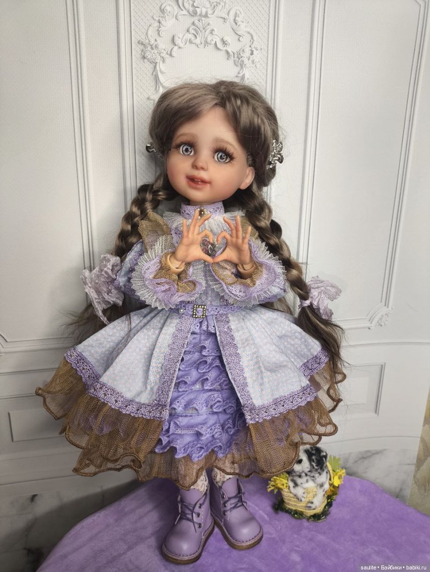 Кукла ООАК Глаша в фиалковом наряде ручной работы
