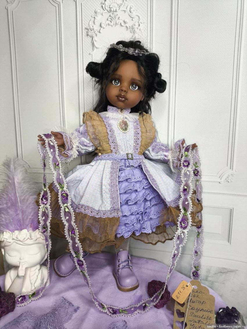 кукла ООАК Иштар в фиалковом наряде ручной работы.