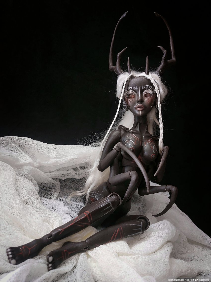 Тёмная Паучиха🕷 — Авторские шарнирные куклы своими руками: лепка (фото 6)