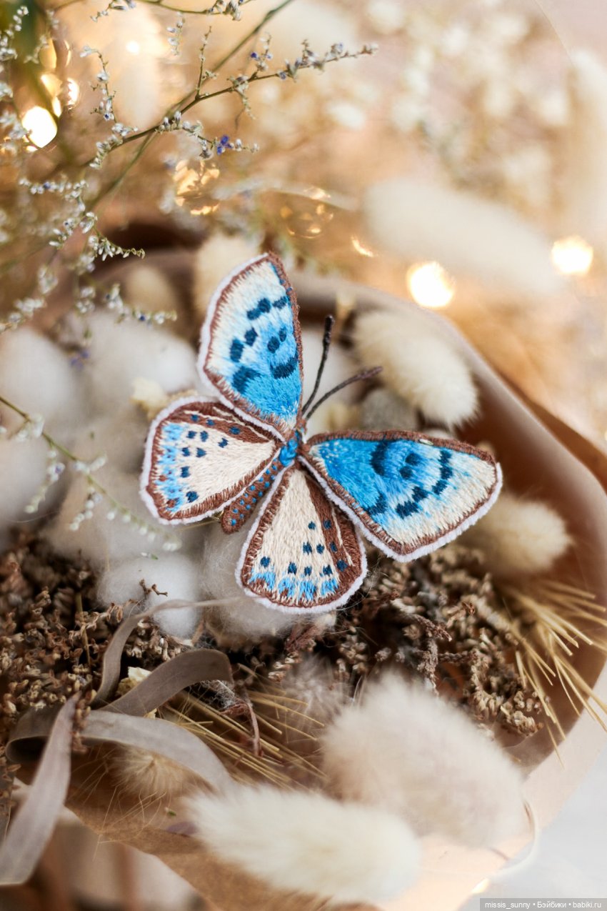 Бабочка-брошь, моя самая сложная вышивка