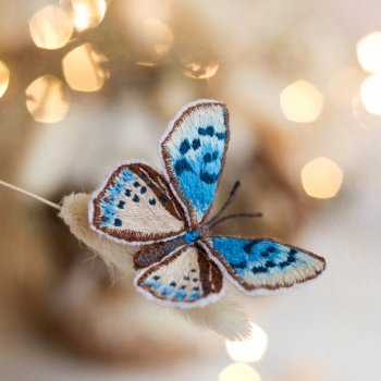 Бабочка-брошь, моя самая сложная вышивка