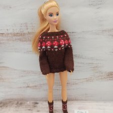 Вязаный комплект для кукол формата 1/6