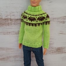 Вязаный свитер для кукол формата 1:6 (Кен)