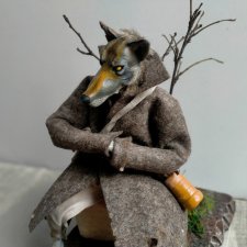 Волк-бродяга, авторская кукла.