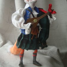 Хитрый шотландский лис, авторская кукла.