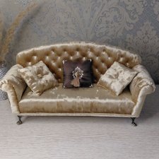 Мебель бархатный диван для кукол Паола, Рейна, Блайз, Барби 1:6