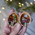 Композиция в орехе "В гостях у мишки"