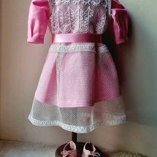 Платье и туфельки для антикварной куклы, комплект