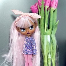 Кукла Блайз кастом розовые волосы