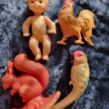 Кукла Игрушка целлулоидная Петух Белка Попугай СССР