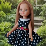 Платье в стиле pin-up с ажурными гольфами для куклы Паола Рейна 32 см.