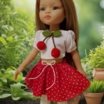 костюм «Вишня» ручной работы с ажурными гольфами для кукол Паола Рейна 32