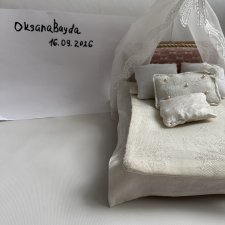 Кровать для кукол 15 см и пастельное белье