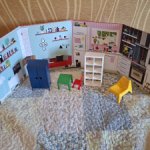 Набор кукольной мебели IKEA HUSET (Икеа Хусет) с картонной комнатой-ширмой