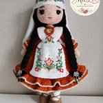 Интерьерная вязаная кукла «Татарская красавица», ручная работа