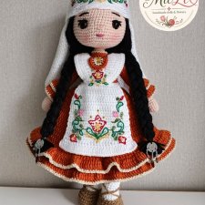 Интерьерная вязаная кукла «Татарская красавица», ручная работа
