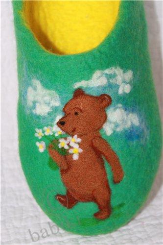 Тапки - мокрое валяние своими руками, Медвежья любовь (фото 2)