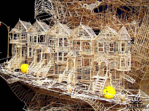 Удивительные скульптуры из зубочисток (фото 10)