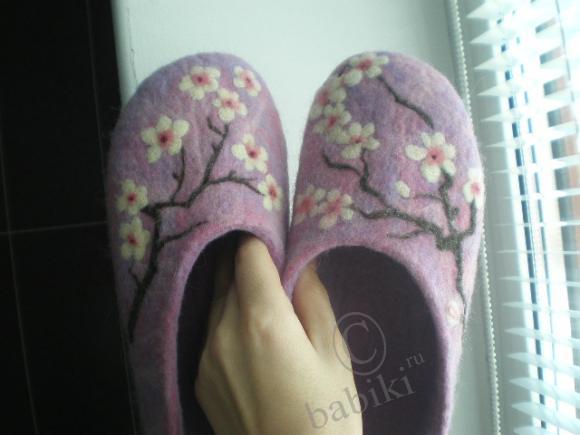 Тапки Сакура - мокрое валяние