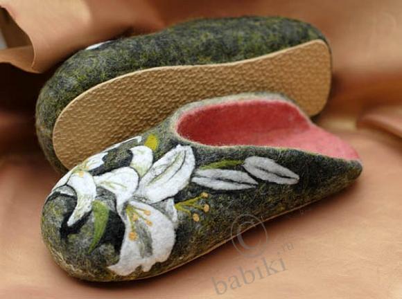 Тапки войлочные "Лилии" — Другие хобби и увлечения: сад