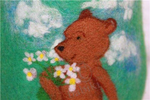 Тапки - мокрое валяние своими руками, Медвежья любовь (фото 4)