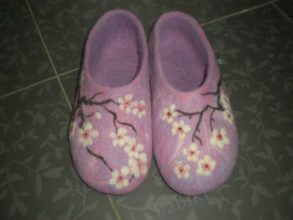 Тапки Сакура - мокрое валяние (фото 2)
