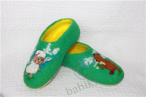 Тапки  - мокрое валяние своими руками, Медвежья любовь