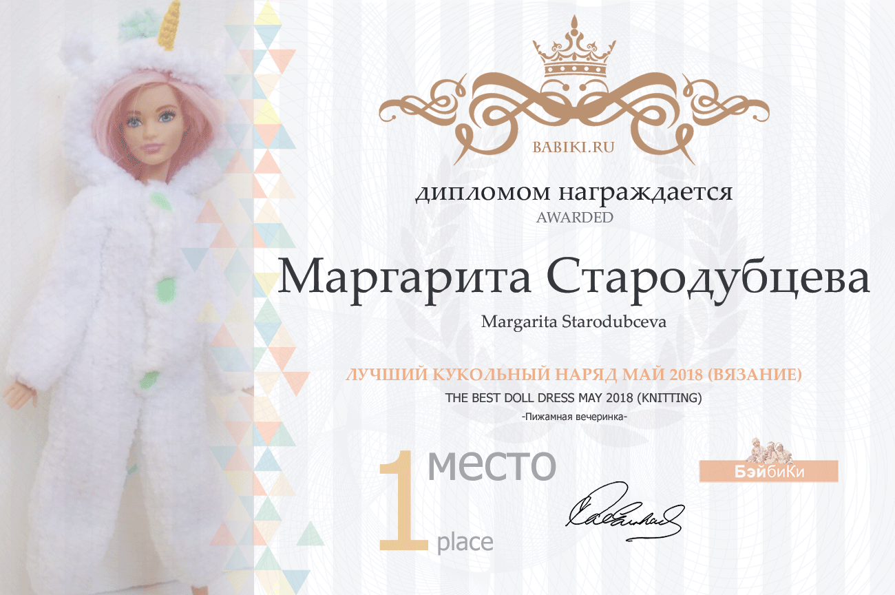 Авторский конкурс. Лучшие: мишка Тедди, текстильная кукла, кукла реборн, мейкап и наряд для куклы. Май 2018