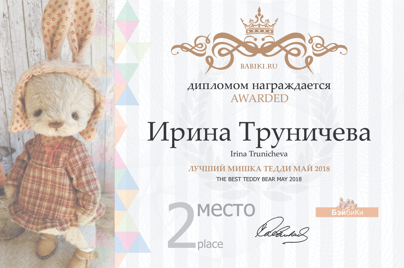 Авторский конкурс. Лучшие: мишка Тедди, текстильная кукла, кукла реборн, мейкап и наряд для куклы. Май 2018
