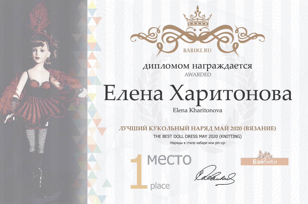 Общий: "Картина в образе куклы". Авторские конкурсы: Лучшая текстильная кукла, реборн, кукольная одежда и мебель. Май 2020