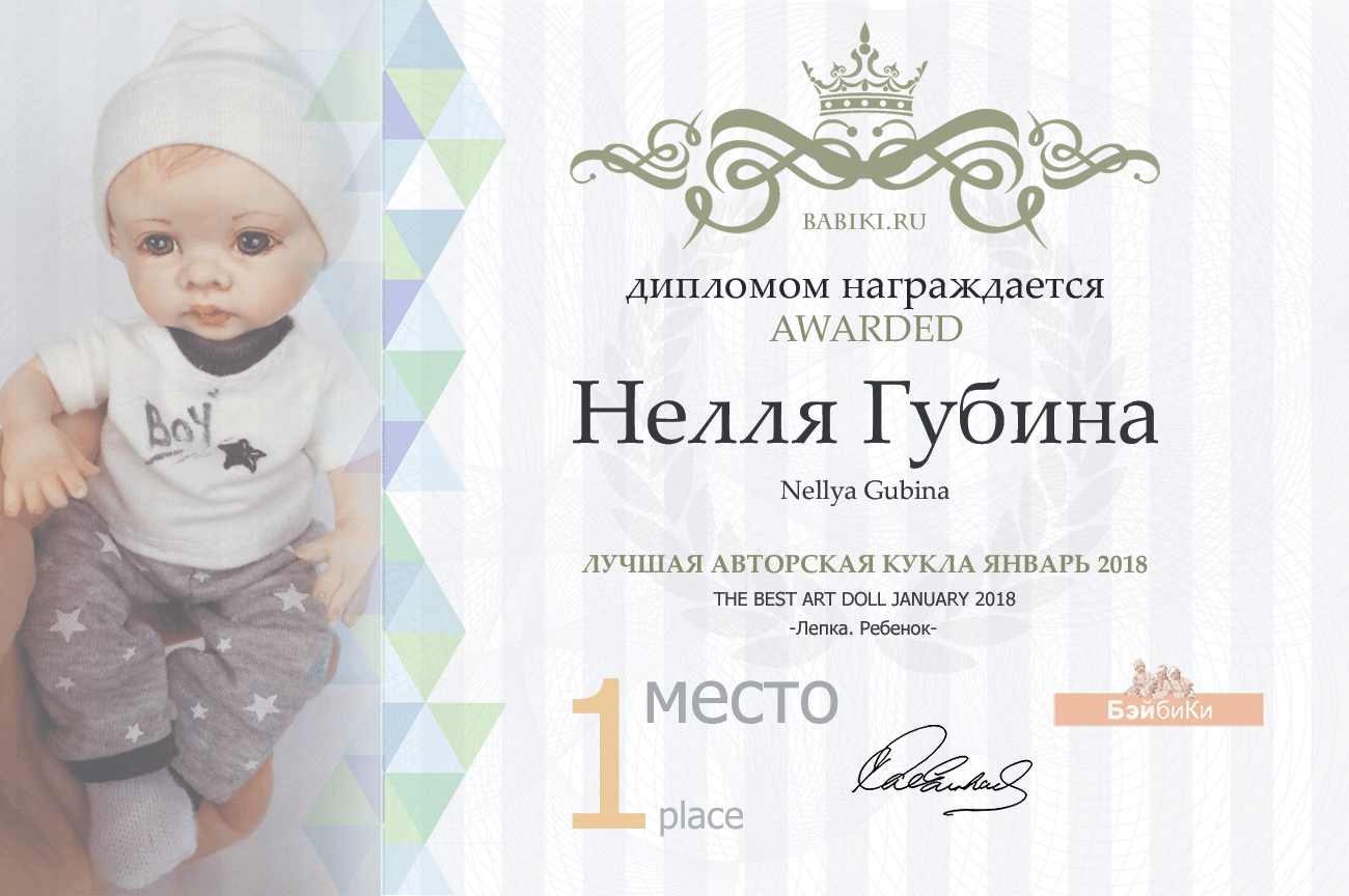 Авторский конкурс. Лучшая кукла реборн, лучший наряд для куклы, лучший мишка Тедди, лучшая авторская кукла (лепка). Январь