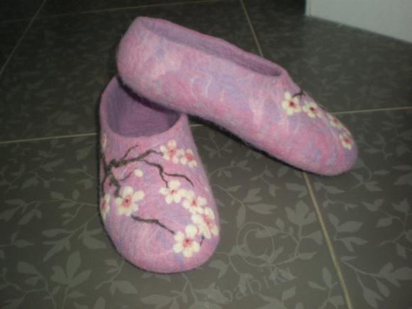 Тапки Сакура - мокрое валяние