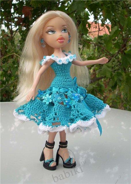 Голубое вязанное платье для кукол Братц - мастер класс | Бэйбики Голубое вязанное платье для кукол Братц - мастер класс (фото 3)