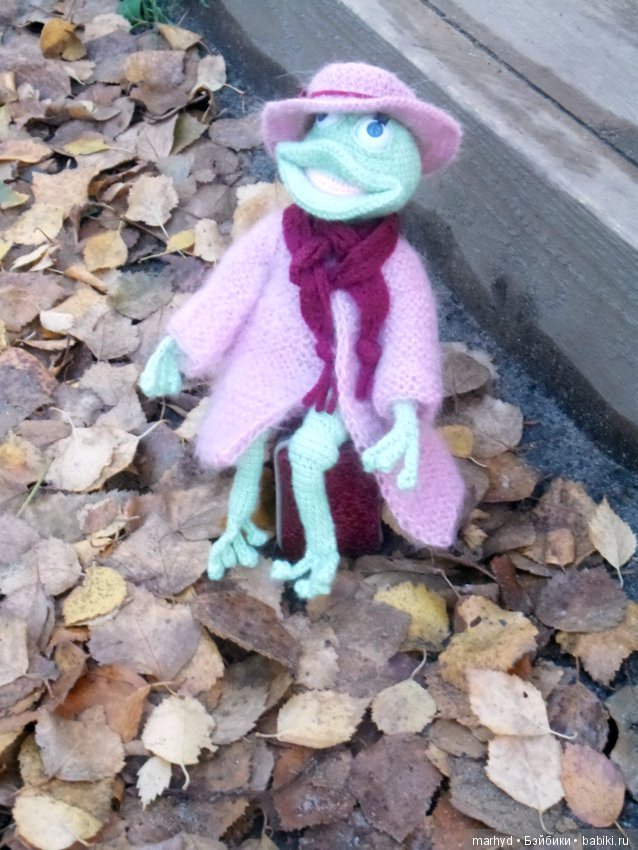 Попутчица, авторская вязаная игрушка, лягушка (фото 5)
