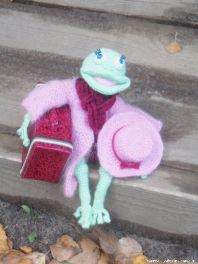 Попутчица, авторская вязаная игрушка, лягушка (фото 7)