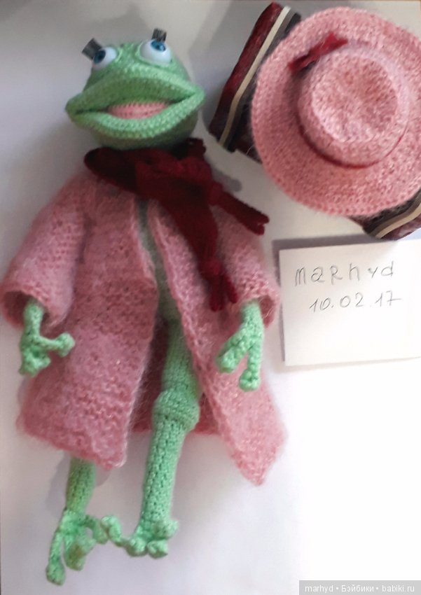 Попутчица, авторская вязаная игрушка, лягушка (фото 8)