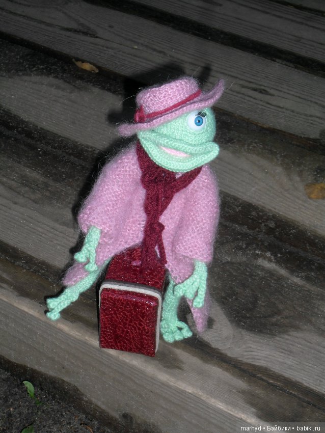 Попутчица, авторская вязаная игрушка, лягушка (фото 6)
