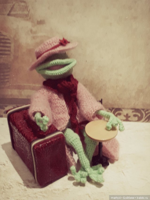 Попутчица, авторская вязаная игрушка, лягушка (фото 2)