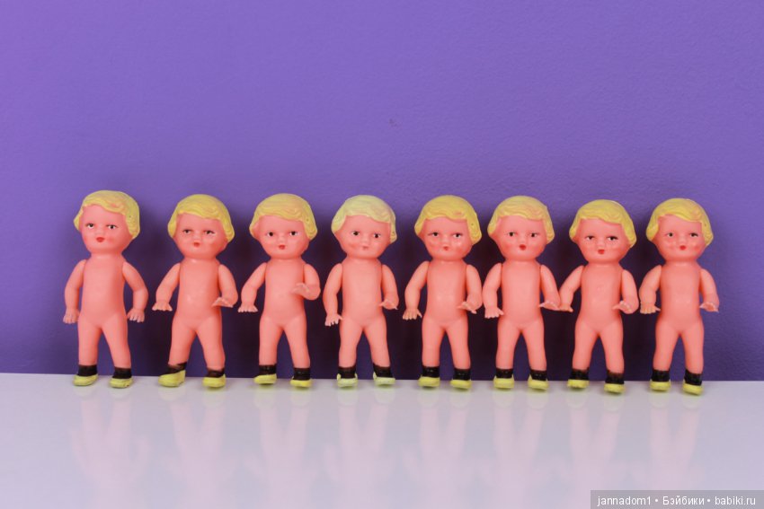 Резиновые пупсики Ари с желтыми волосами, ГДР, высота 8 см