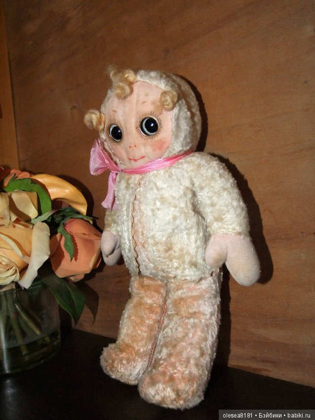 Googly. Старинная текстильная куколка Гуглик (фото 3)